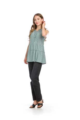 PT-16039 - STRETCH TIERED EYELET SLEEVELESS TOP - Colors: ROSE, SAGE, WHITE - Available Sizes:XS-XXL - Catalog Page:52 